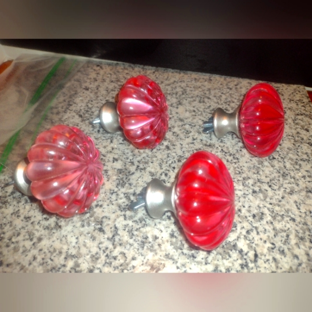 4 Pack of Large Pink Dresser Drawer OR Cabinet Knobs. 2 1/4" W X 2" Deep.